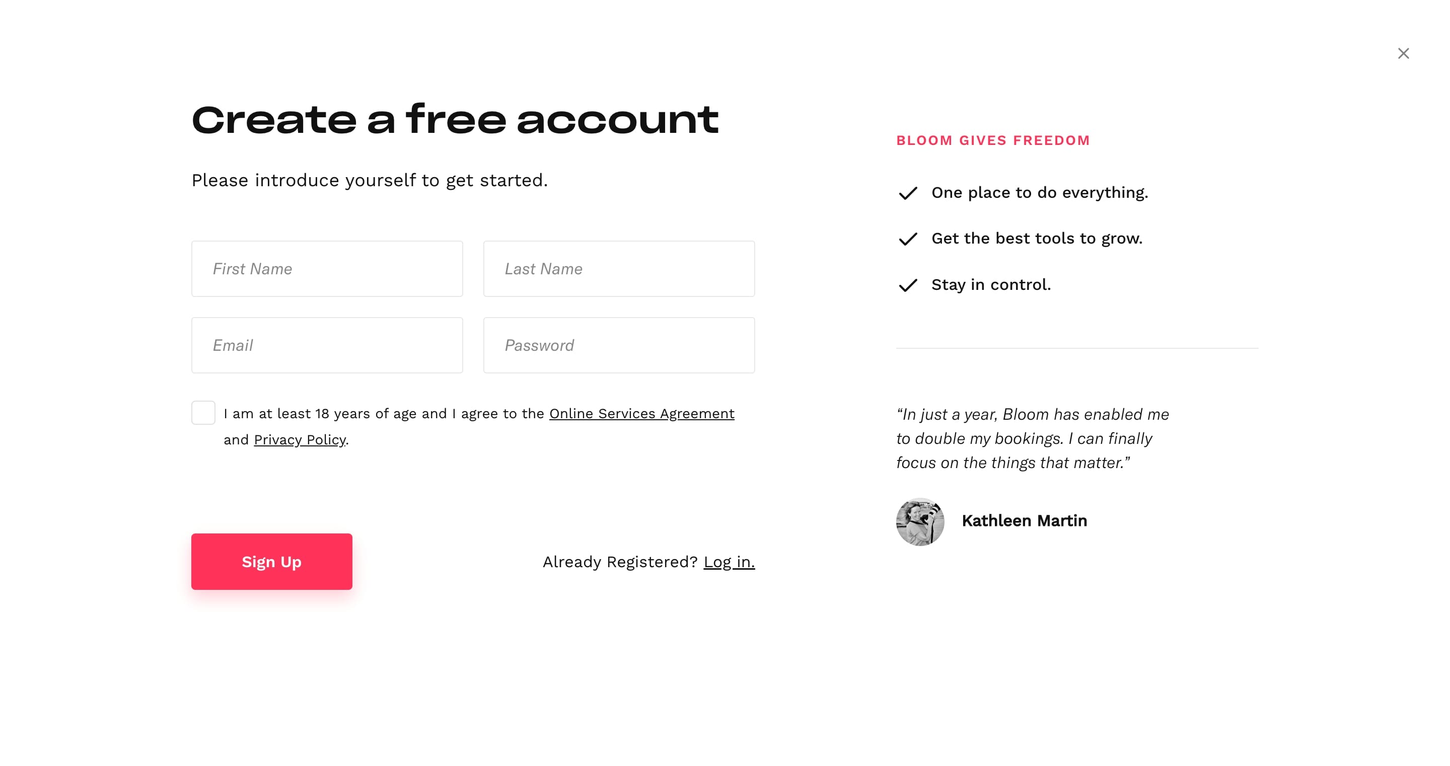 Bloom free trial sign up