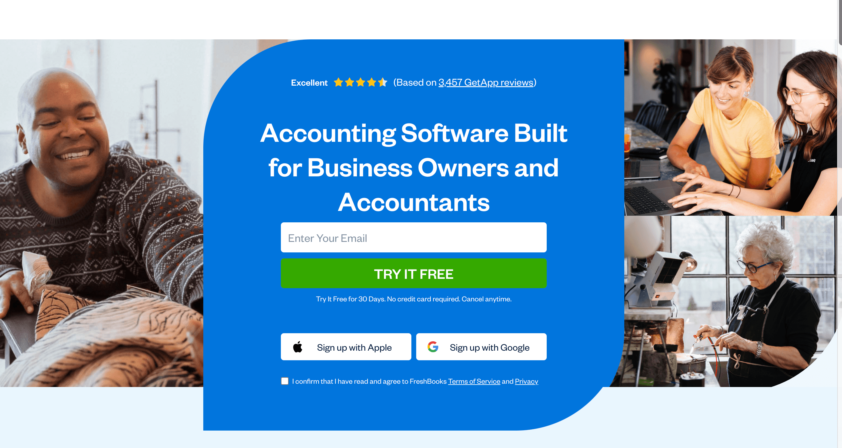 Freshbooks signup page
