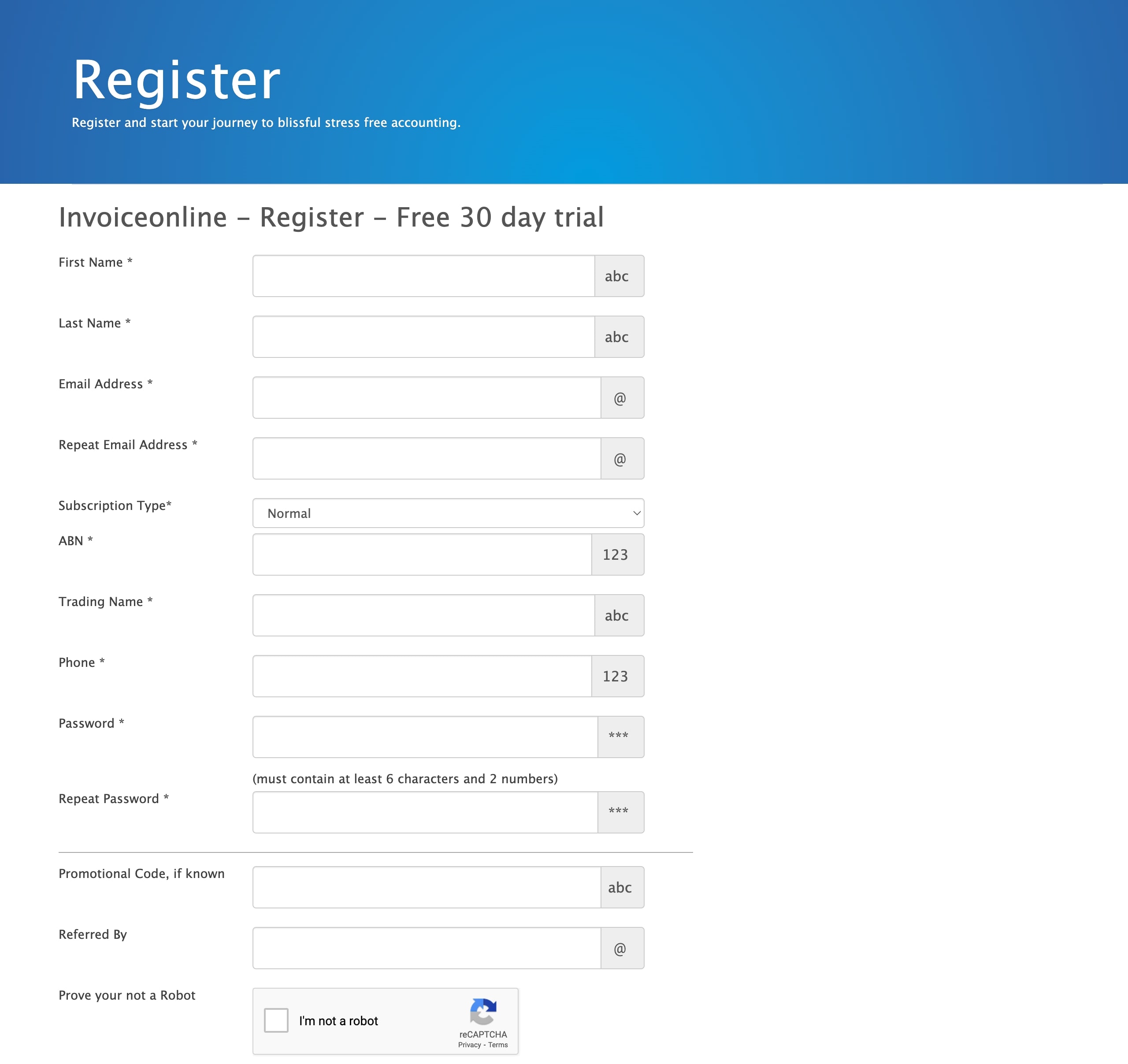 invoiceonline freetrial signup