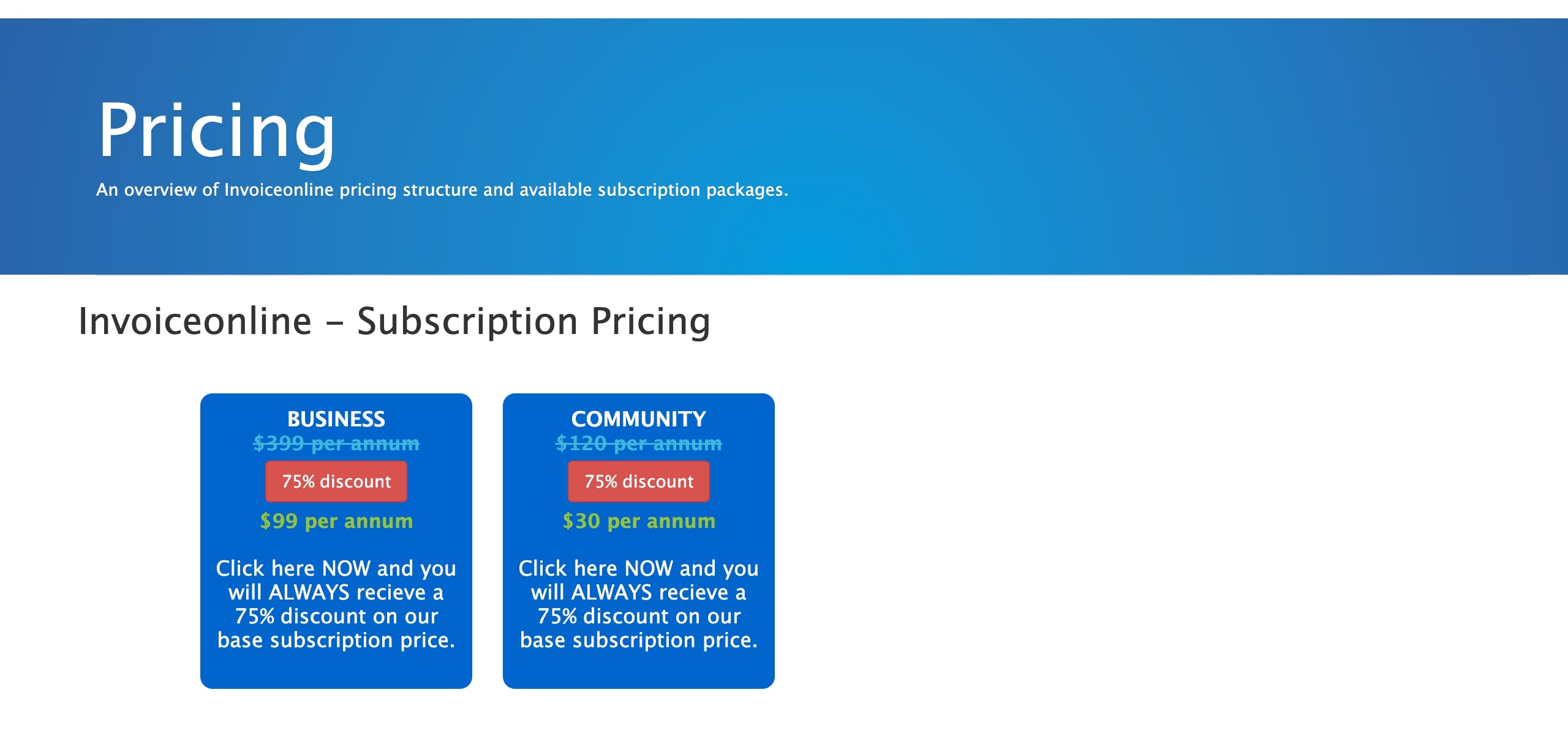 Invoiceonline pricing