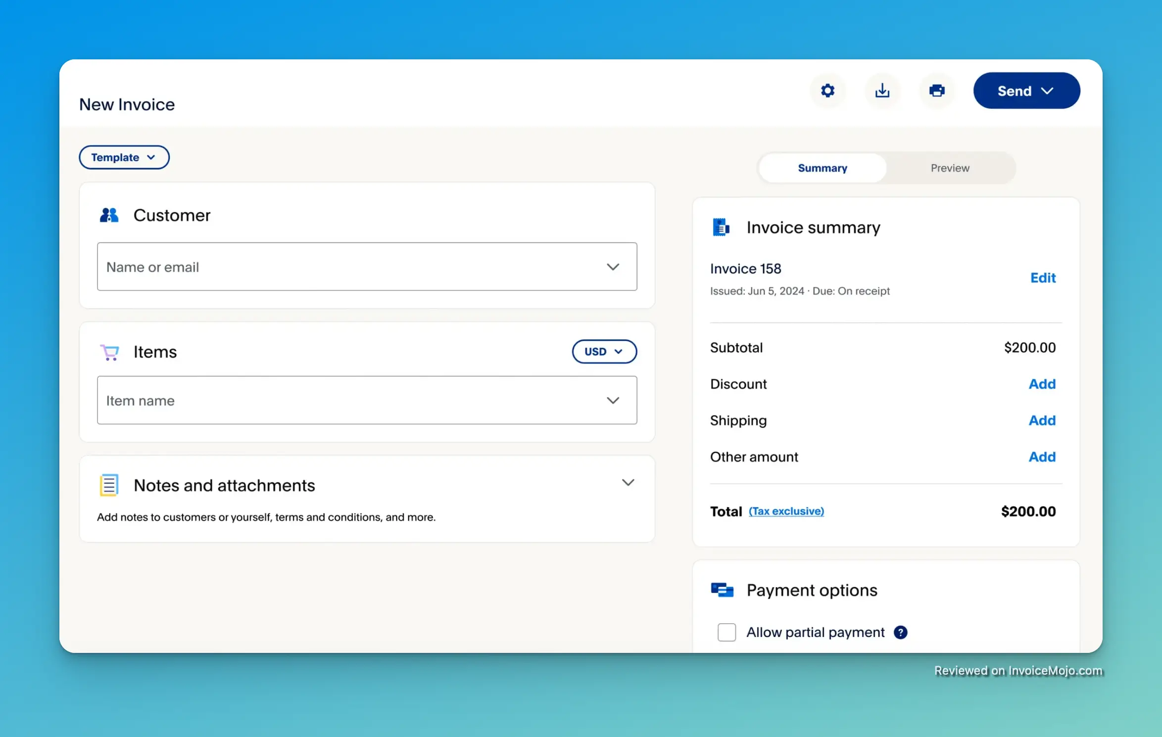 Creating an invoice in PayPal
