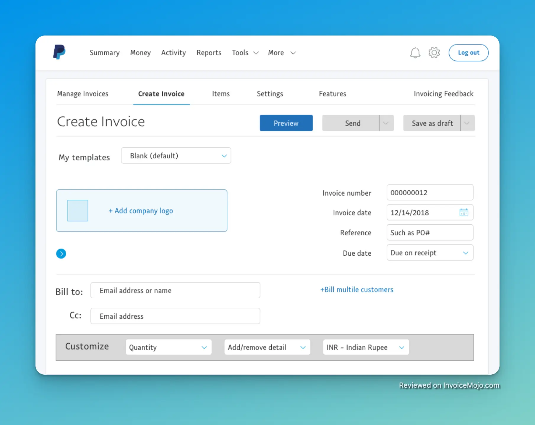 Invoice management in PayPal