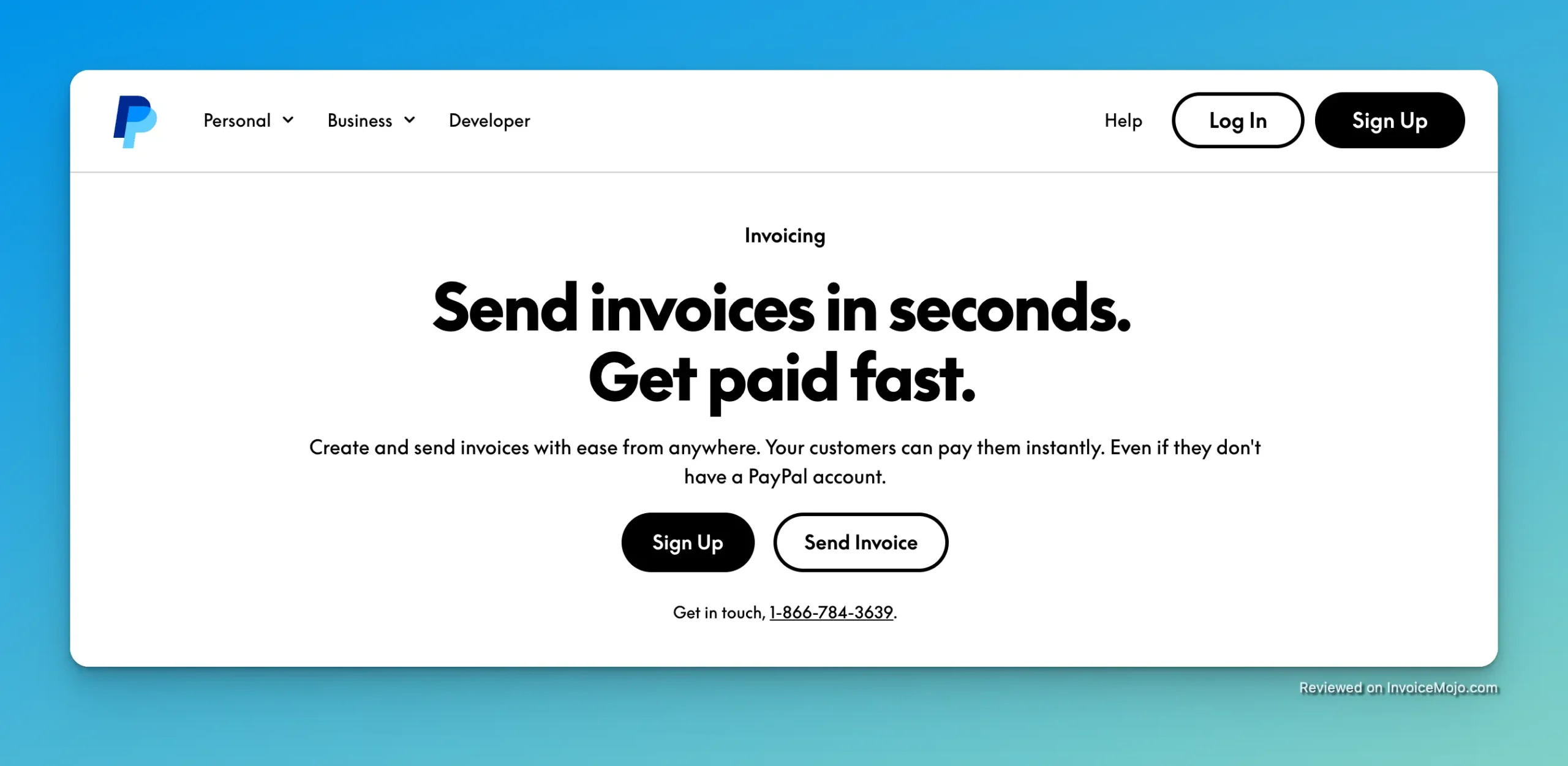 Screenshot of PayPal Invoicing Website