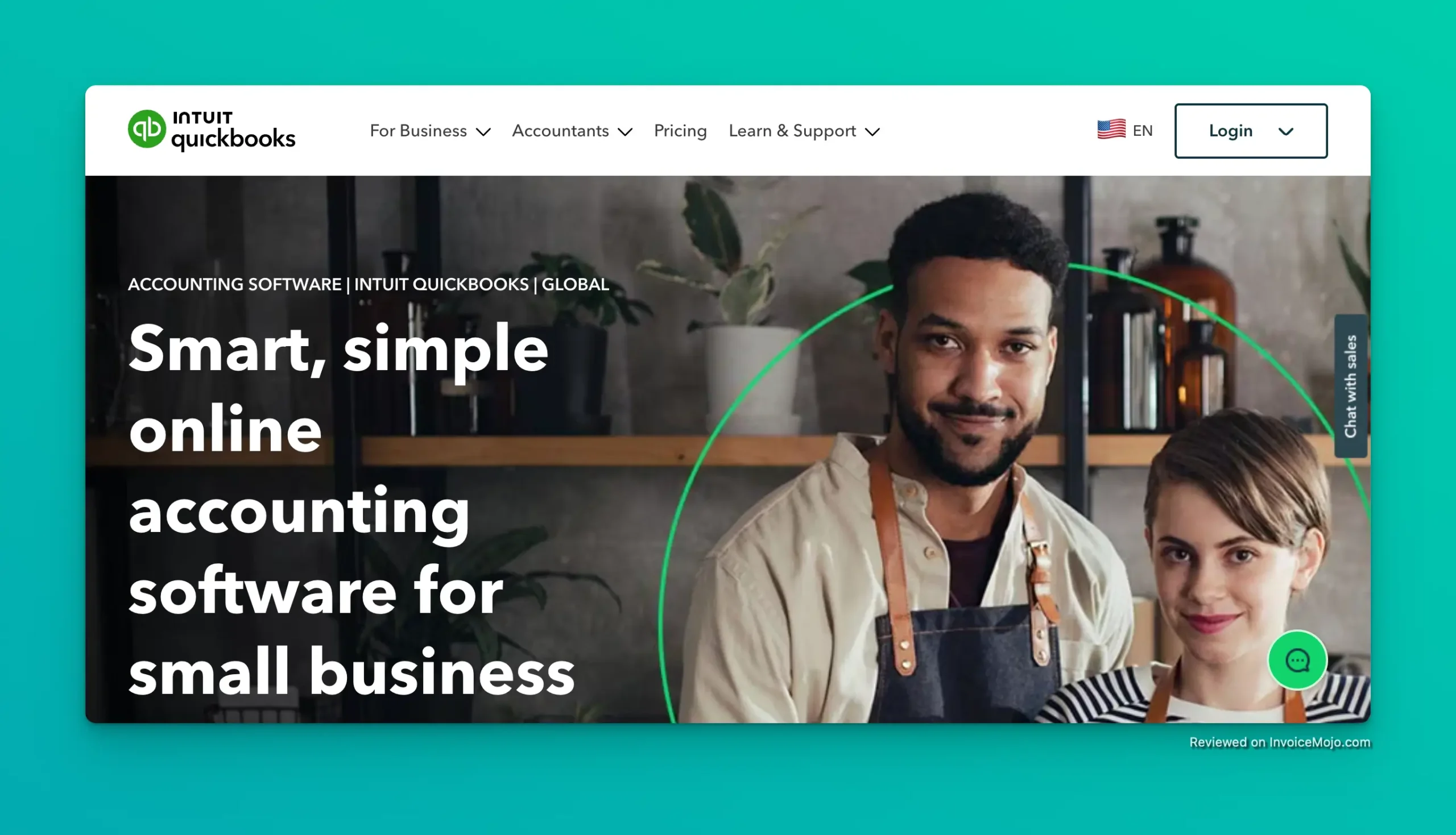 Screenshot of Quickbooks website