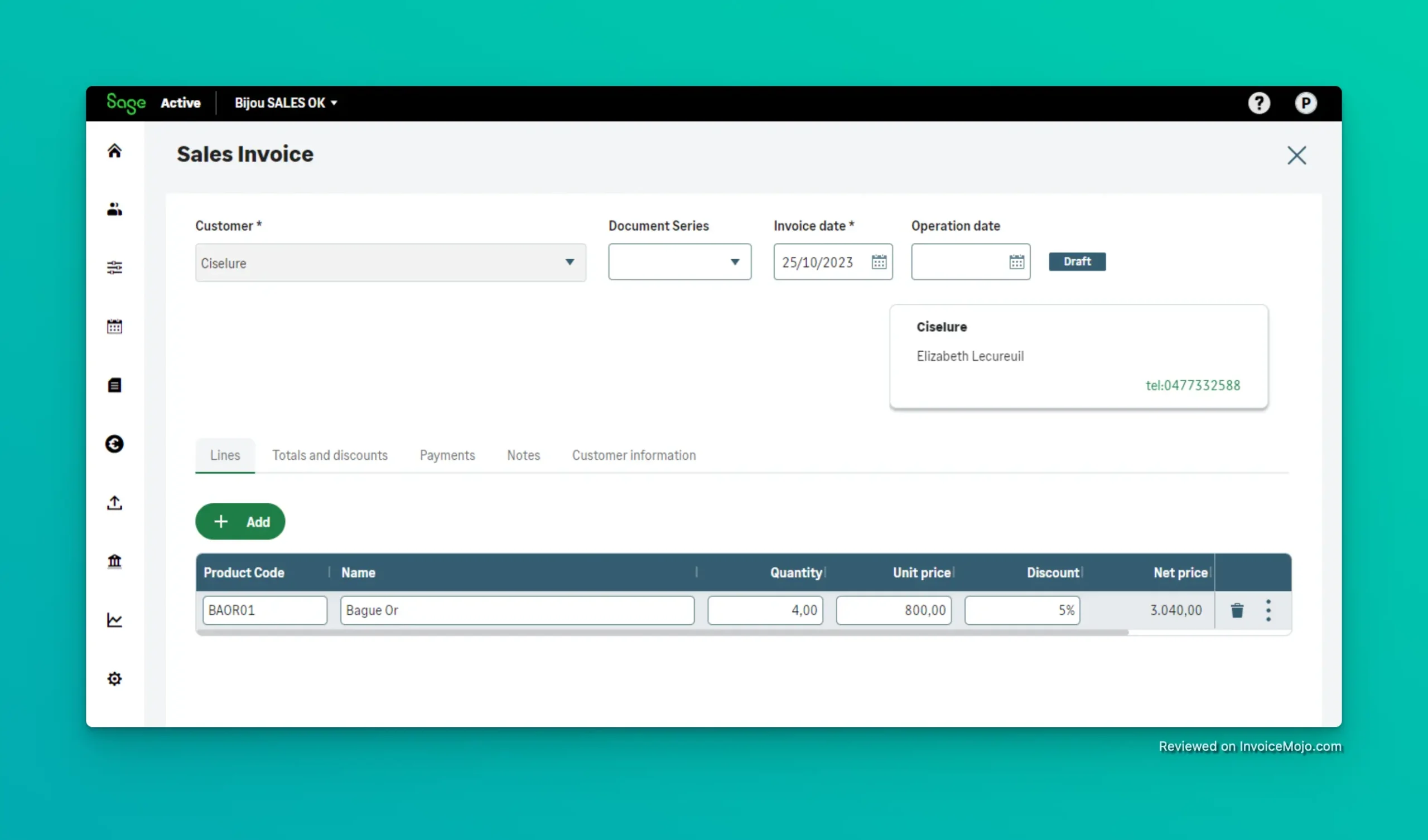 Creating an invoice in Sage Accounting