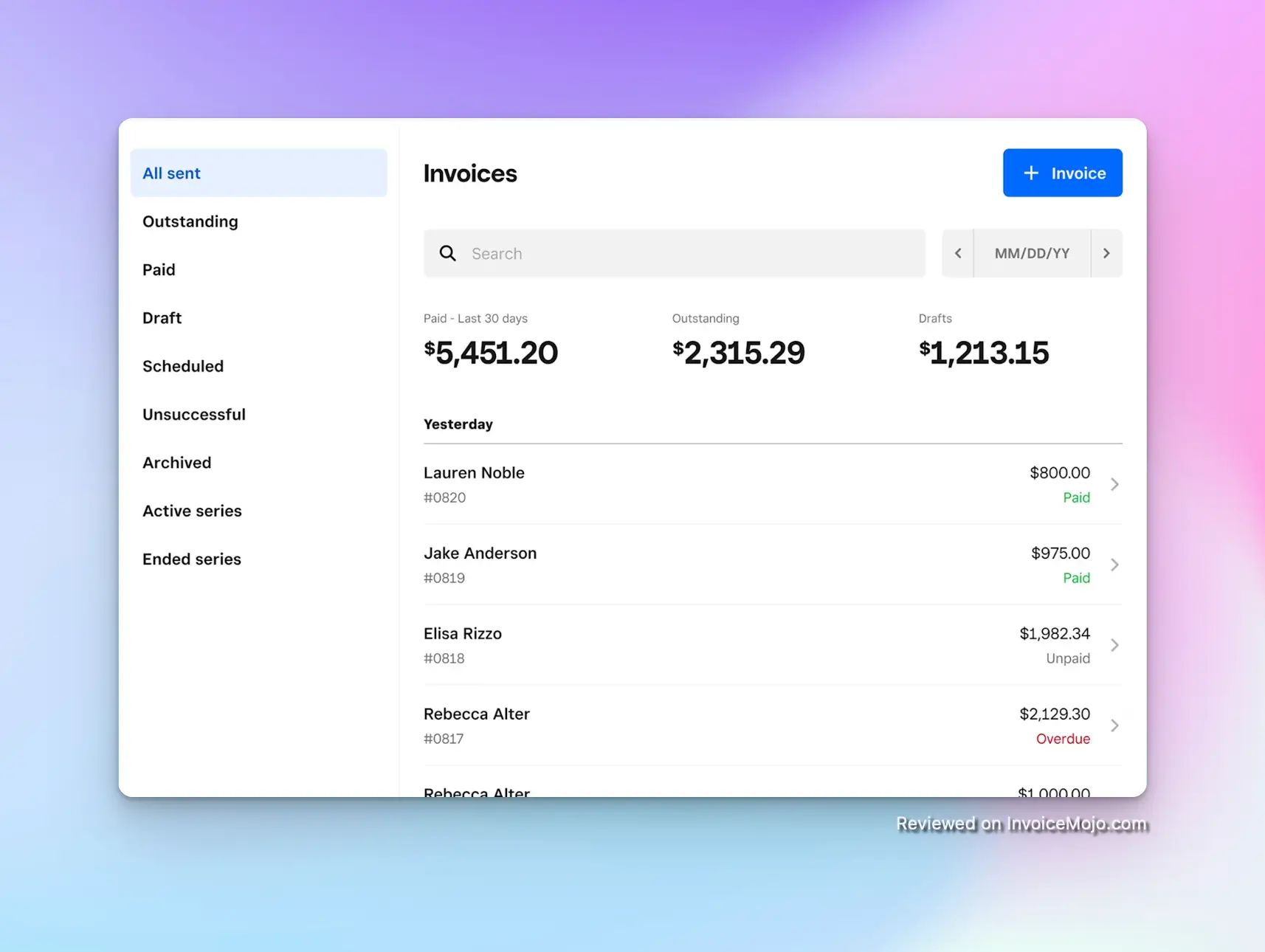Invoices list in Square