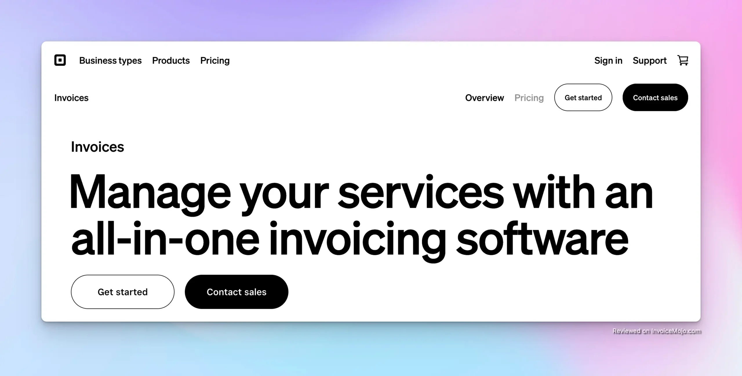 Screenshot of Square invoicing website
