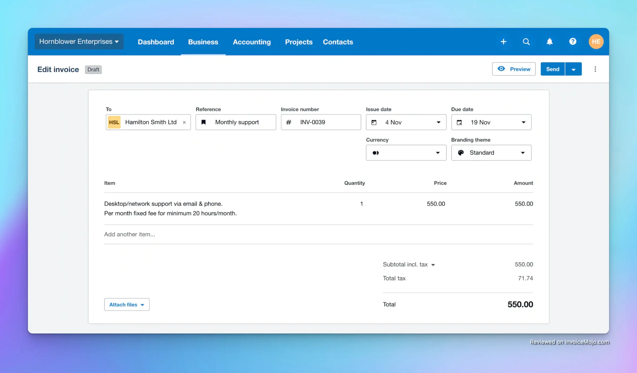 Creating an invoice in Xero