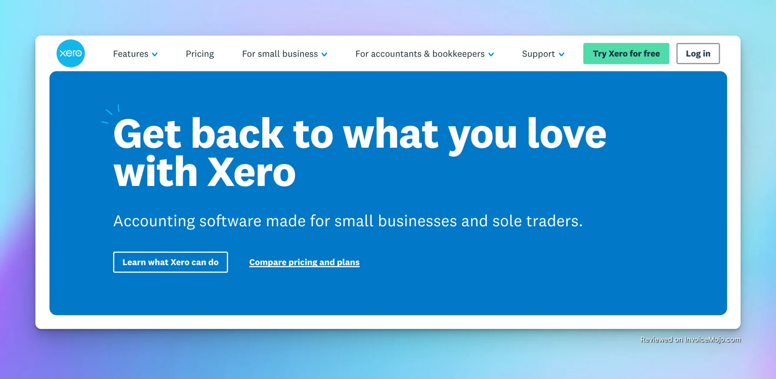 Screenshot of Xero website