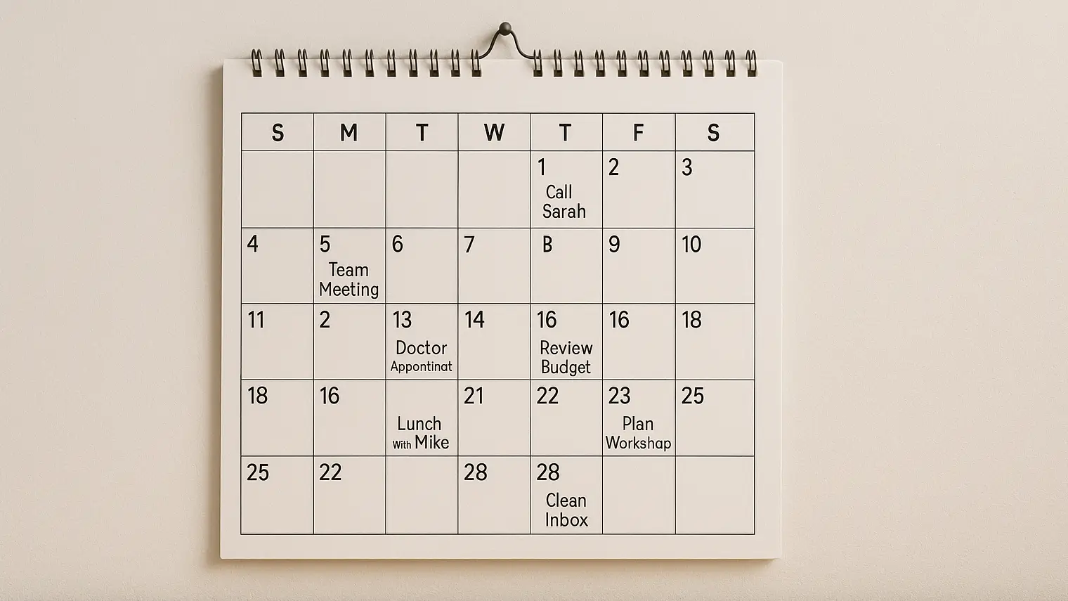 Recurring tasks calendar view