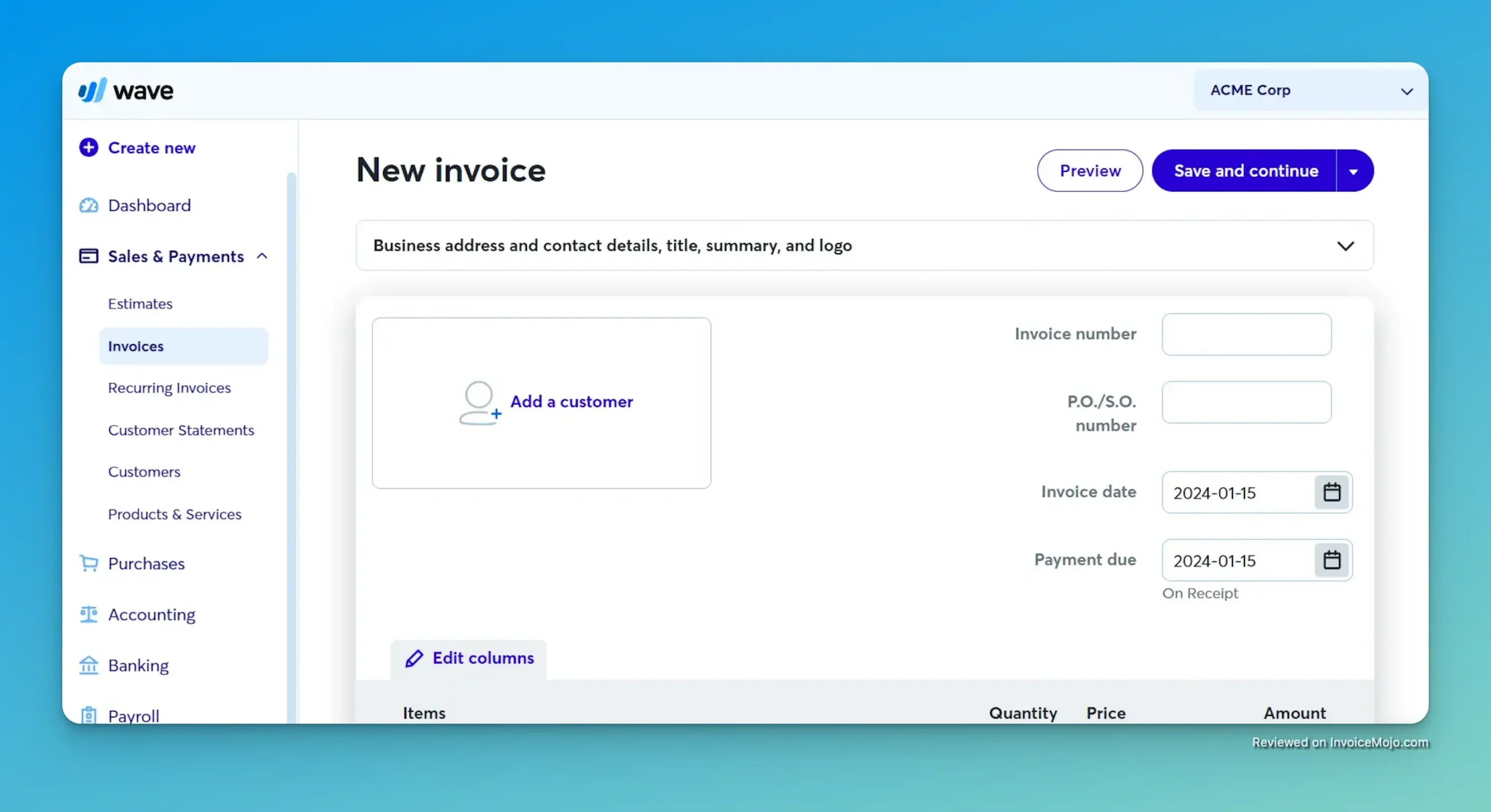 Wave Invoicing screenshot