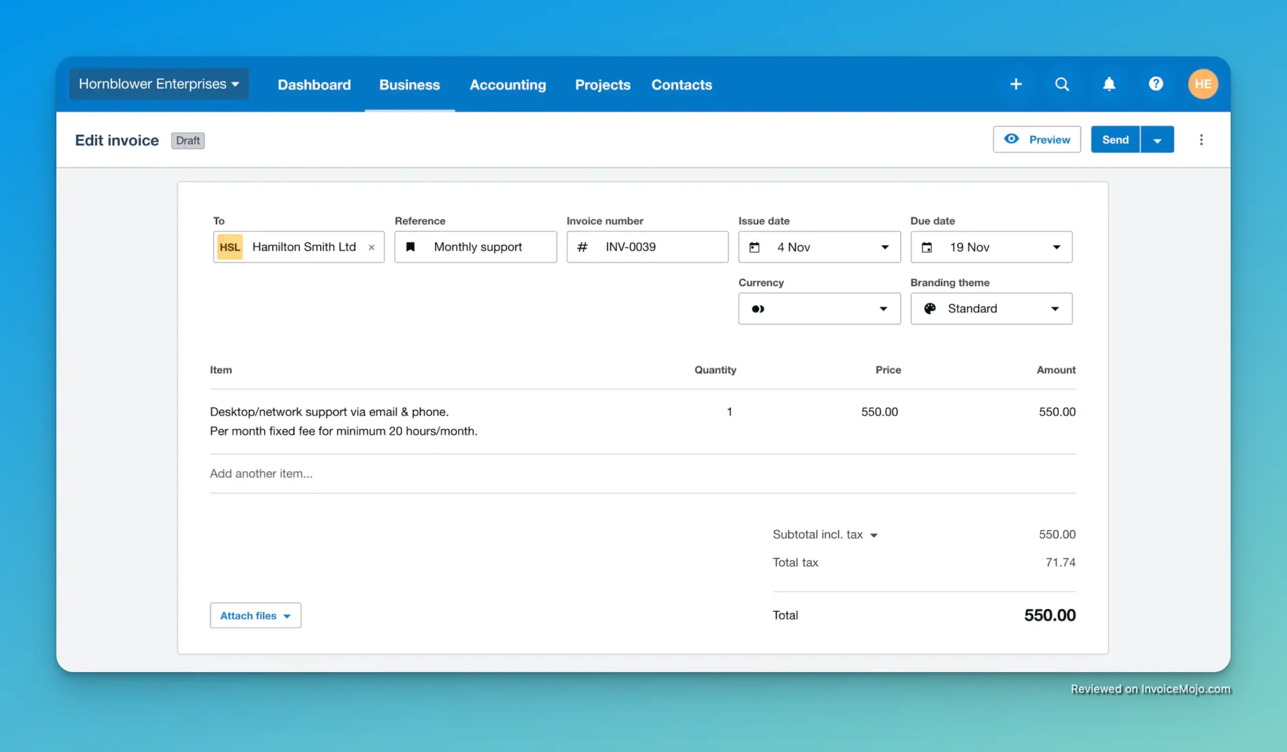Xero Invoicing screenshot